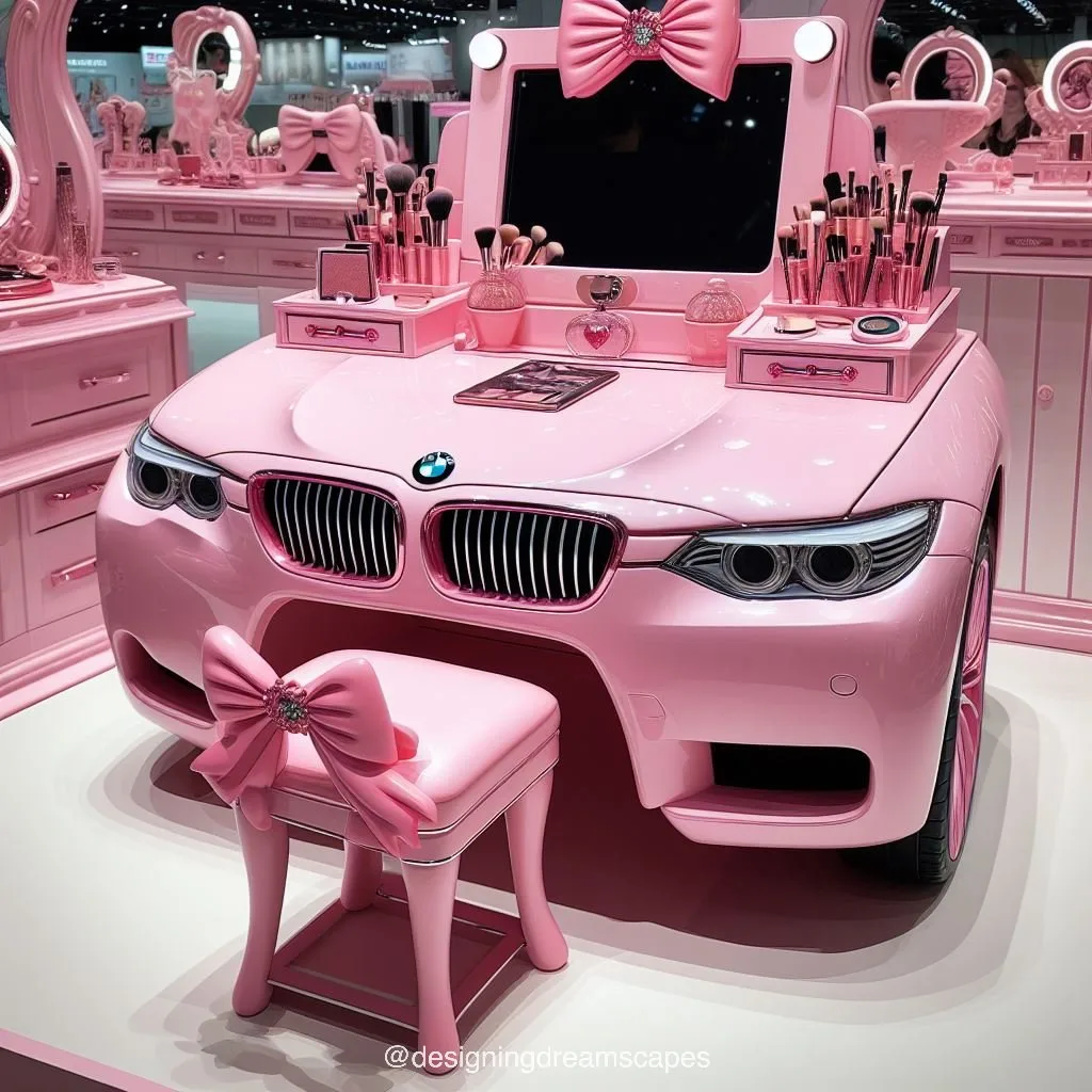 Elevate Your Vanity: BMW-Inspired Pink Makeup Table for Glamorous 