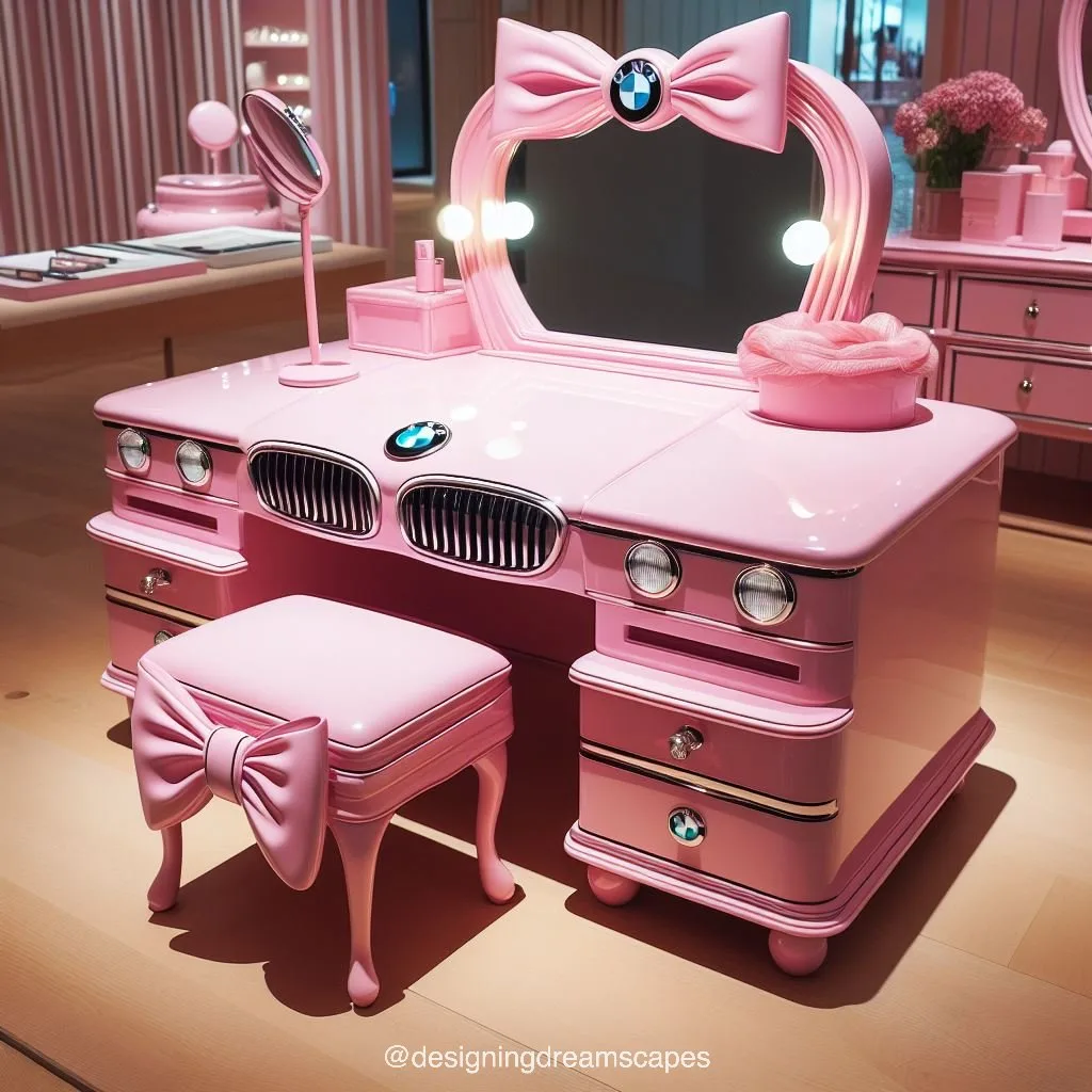 Elevate Your Vanity: BMW-Inspired Pink Makeup Table for Glamorous 