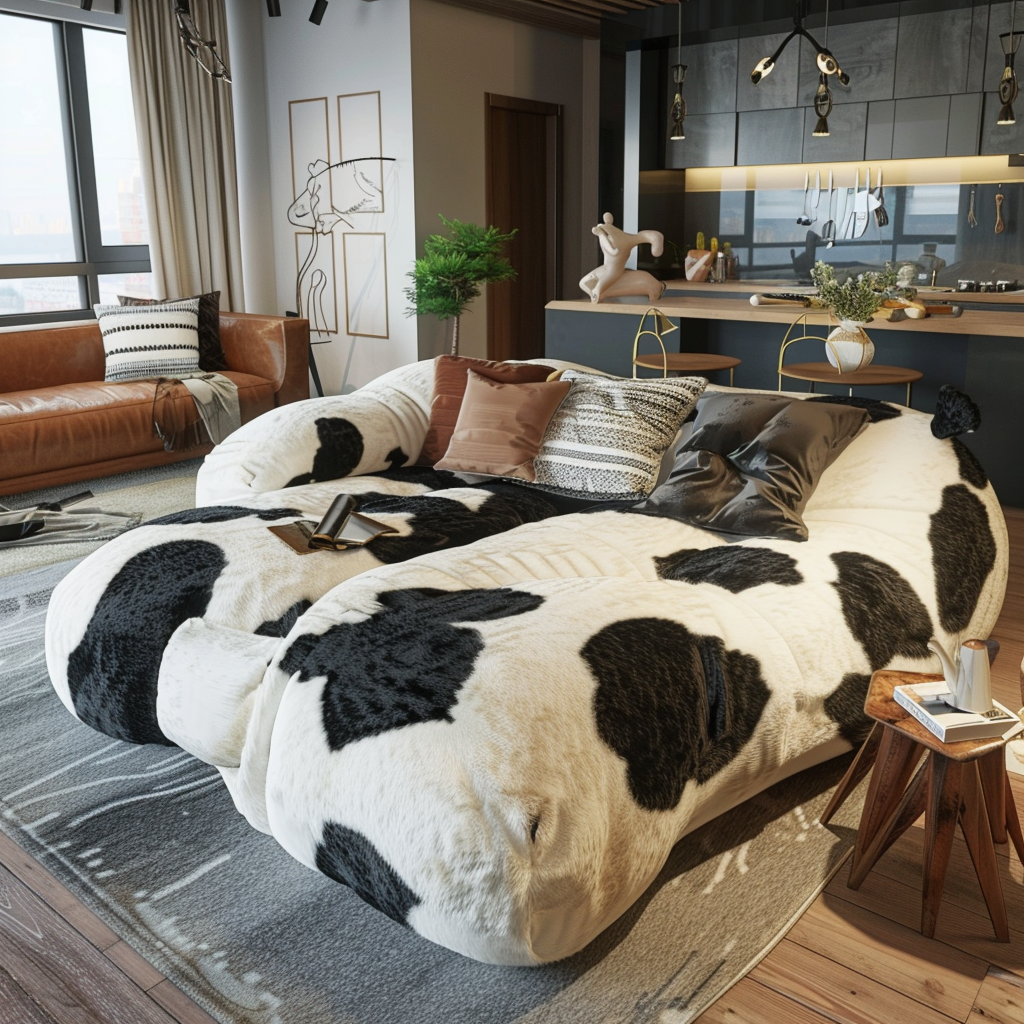 Embracing Whimsical Comfort with Cow-Shaped Sofas