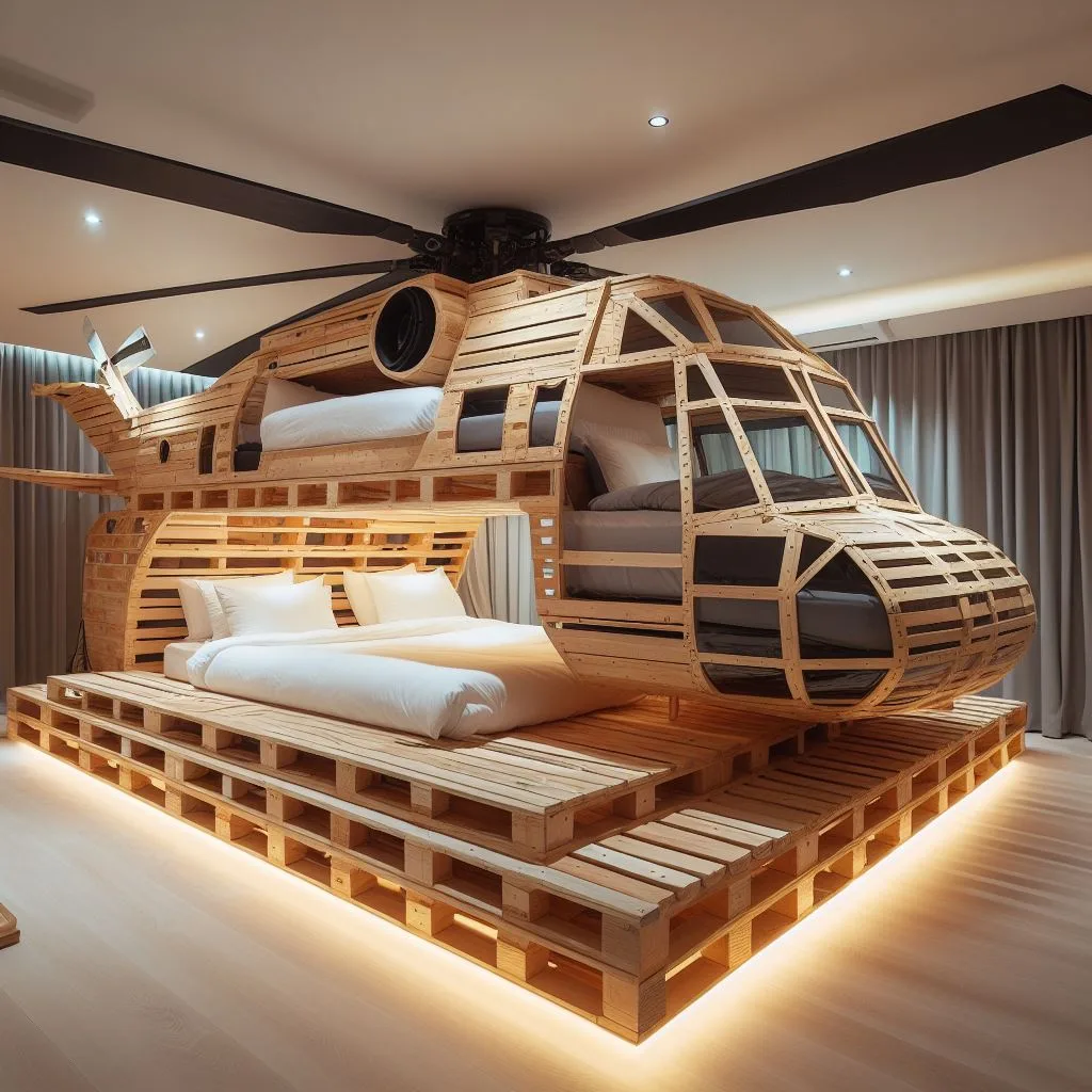 Elevate Your Child's Bedroom: Helicopter Pallet Bunk Bed Design Ideas