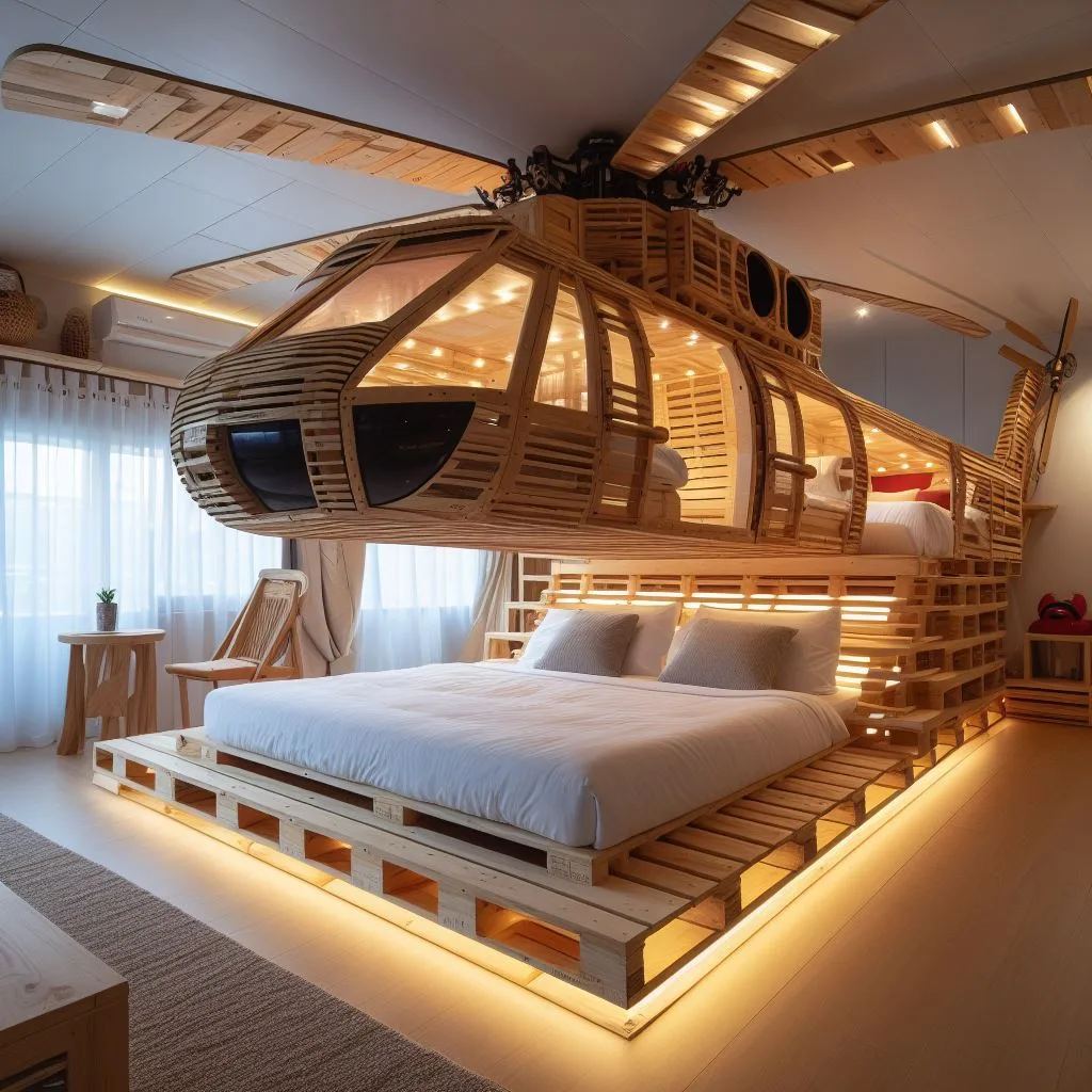 Elevate Your Child's Bedroom: Helicopter Pallet Bunk Bed Design Ideas