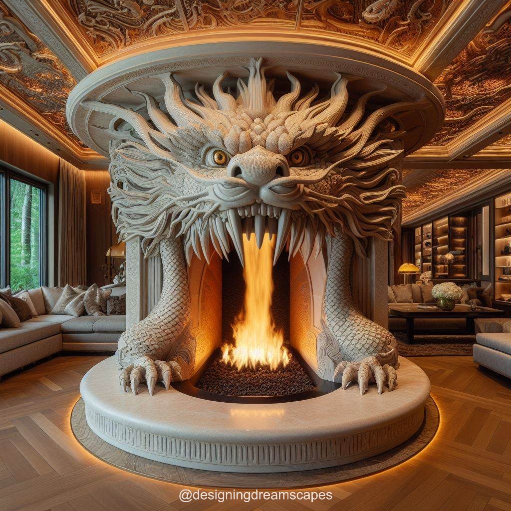 Installation Process of Dragon Shaped Fireplaces