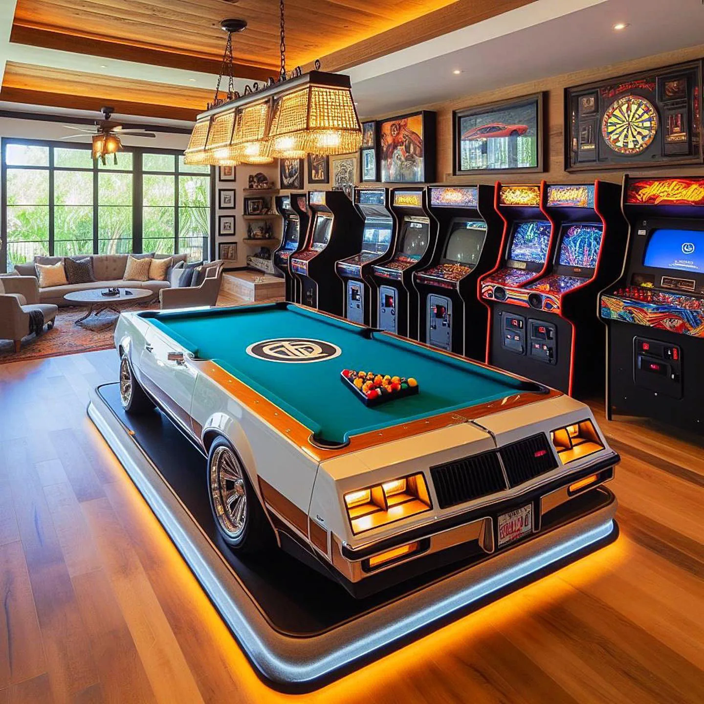 Unique design features of GMC inspired pool tables