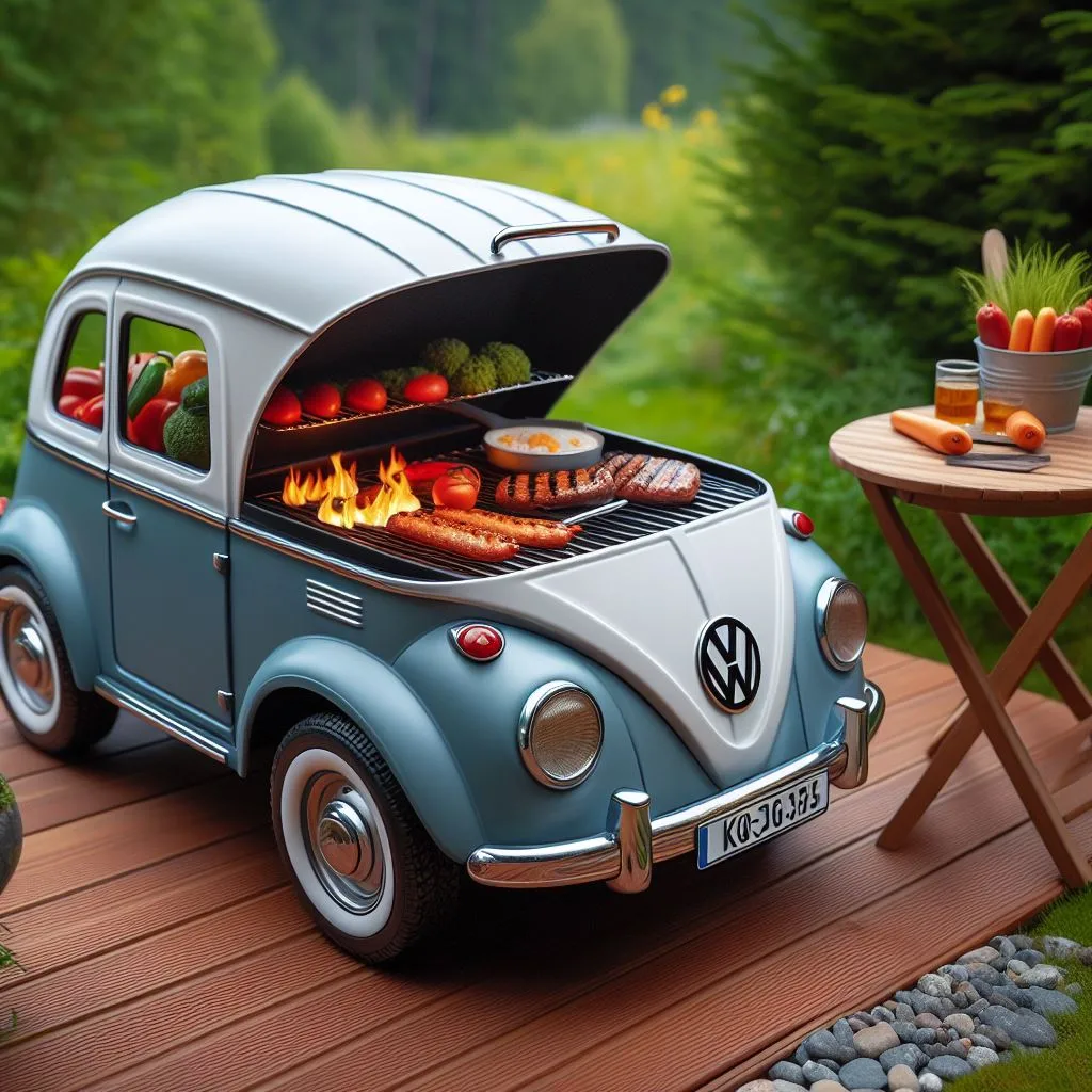 Features of the VW T1 Bulli Bus Stainless Steel Suitcase Grill