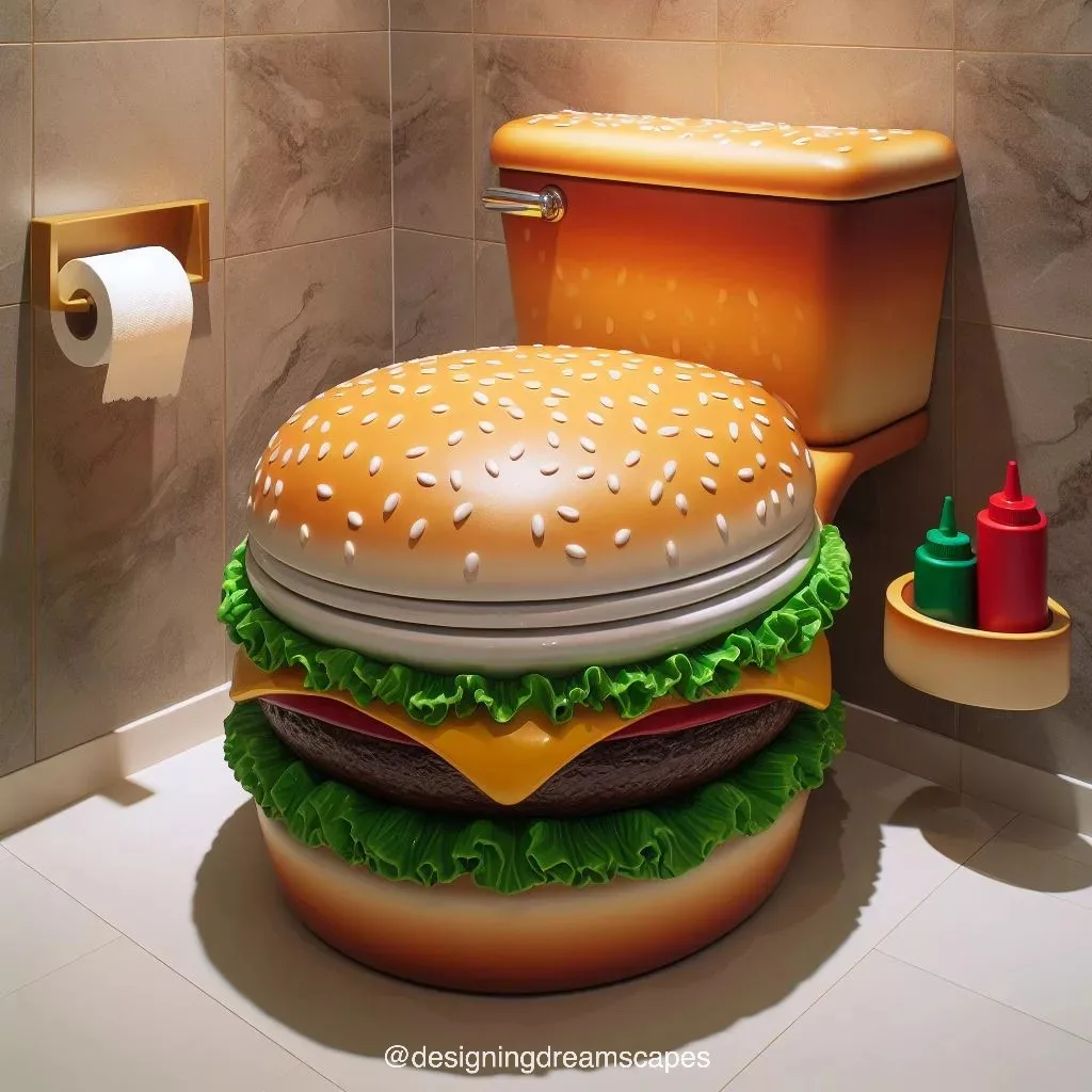 Whimsical Bathroom Decor: Hamburger-Shaped Toilet for Unique Style