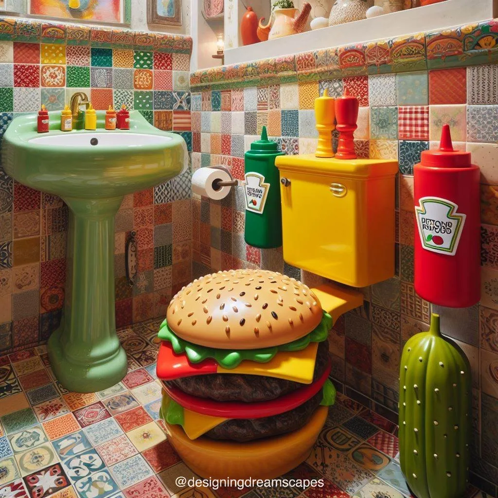 Whimsical Bathroom Decor: Hamburger-Shaped Toilet for Unique Style