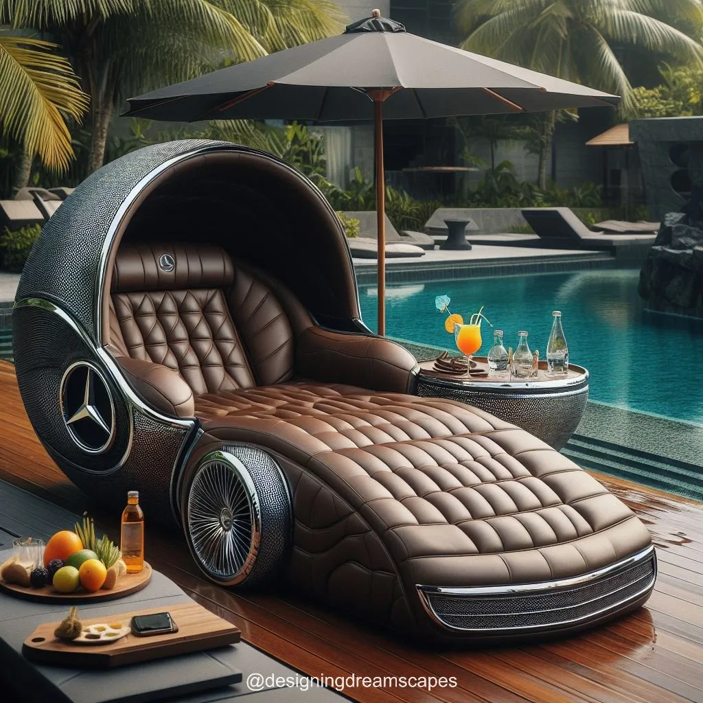 Mercedes Car-Shaped Relaxation Chair Next to the Swimming Pool