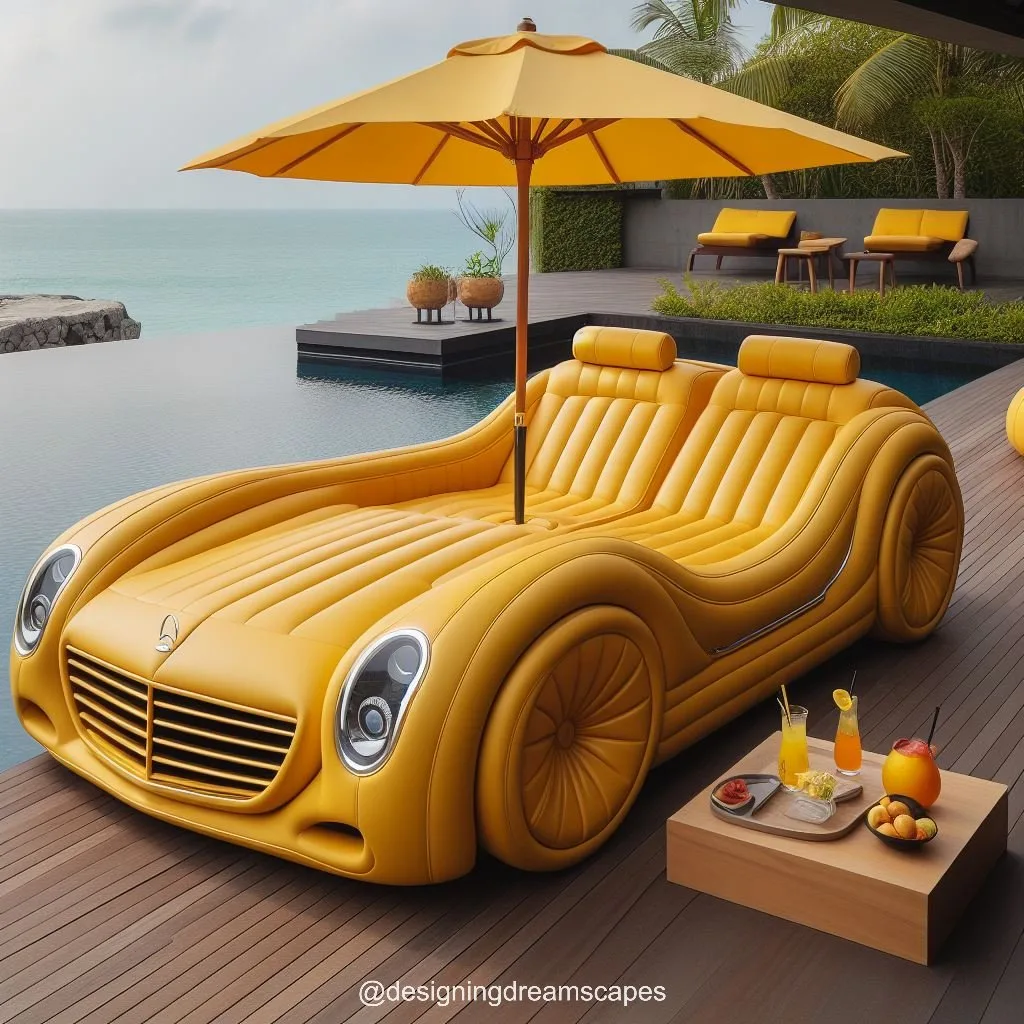 Mercedes Car-Shaped Relaxation Chair Next to the Swimming Pool