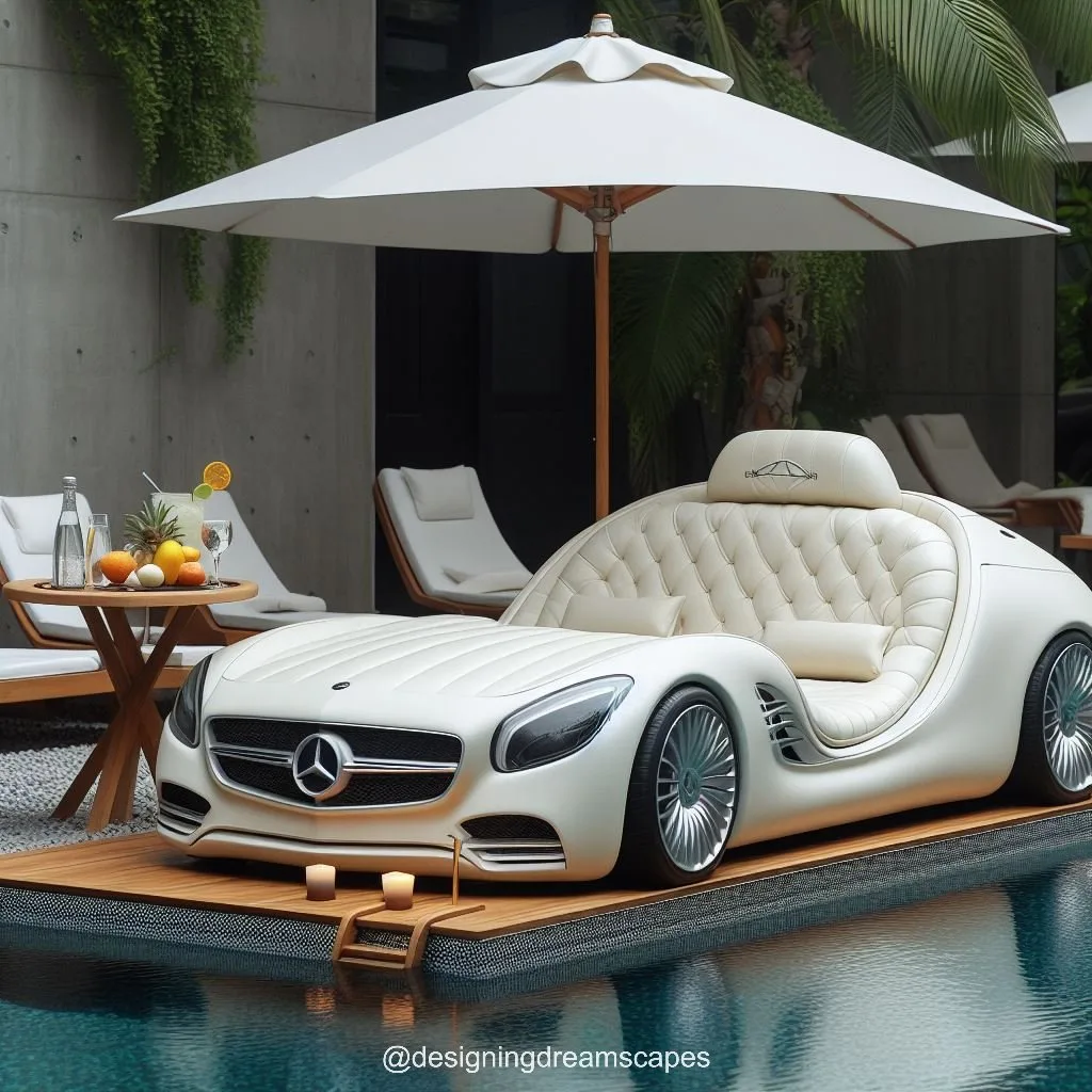 Mercedes Car-Shaped Relaxation Chair Next to the Swimming Pool