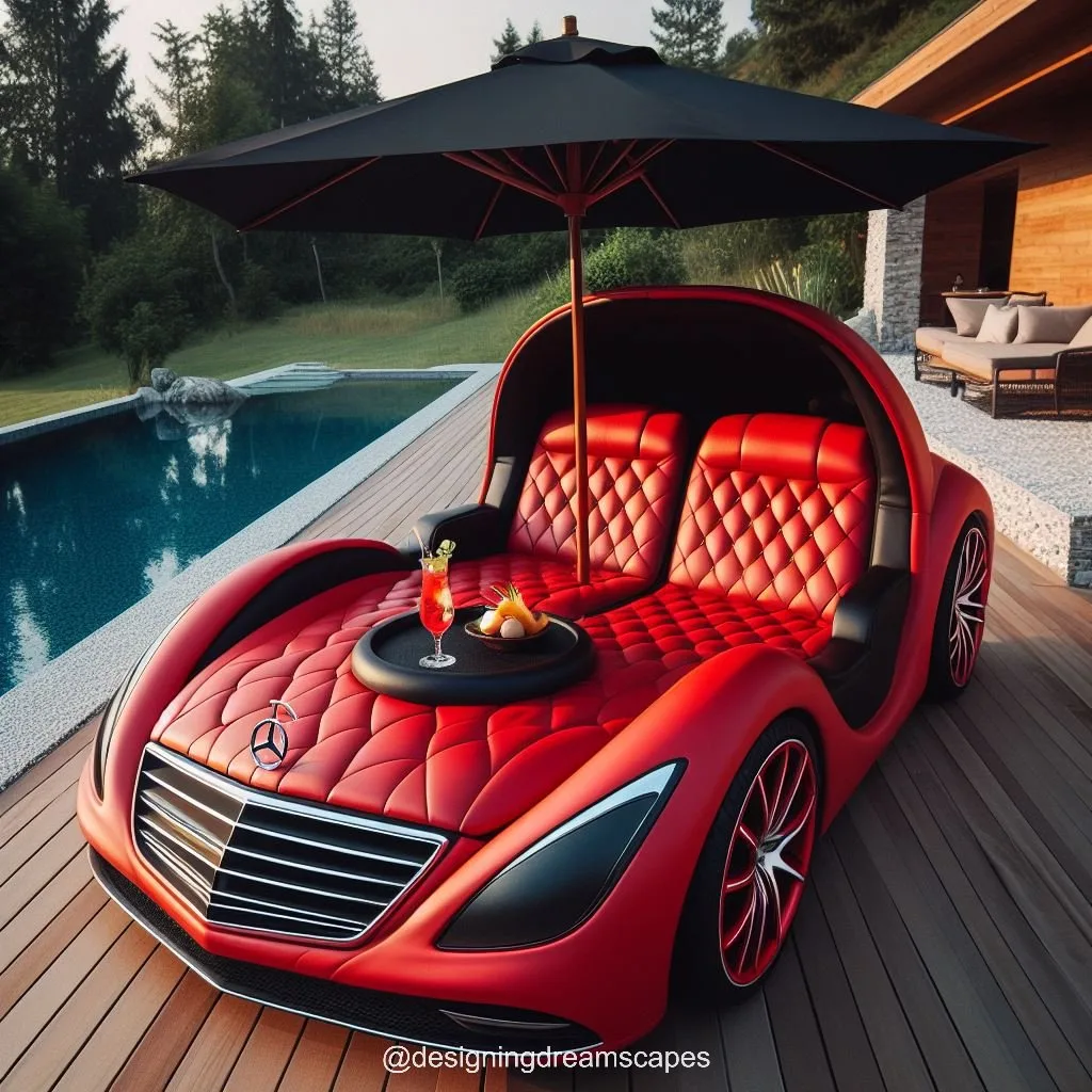 Mercedes Car-Shaped Relaxation Chair Next to the Swimming Pool