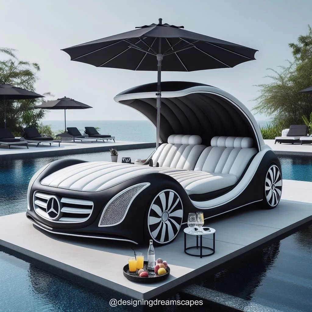 Mercedes Car-Shaped Relaxation Chair Next to the Swimming Pool