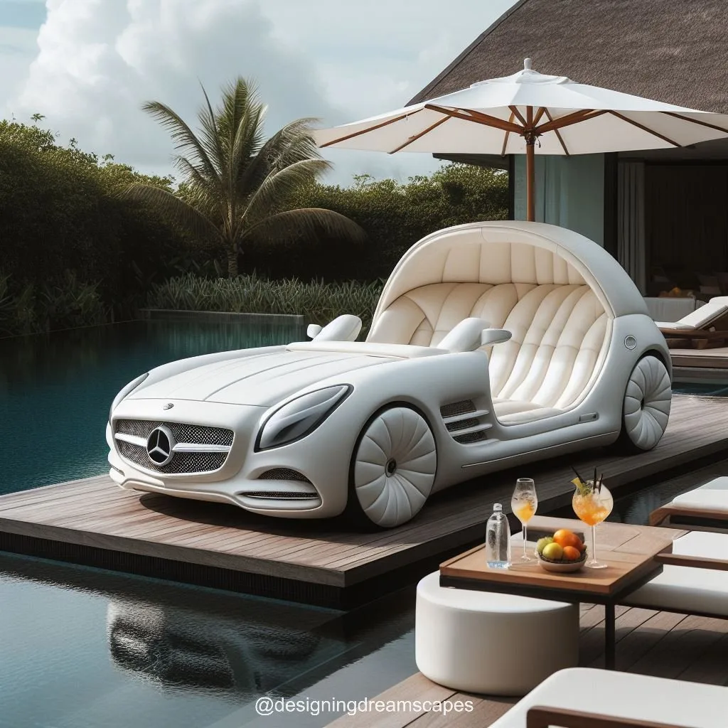 Mercedes Car-Shaped Relaxation Chair Next to the Swimming Pool