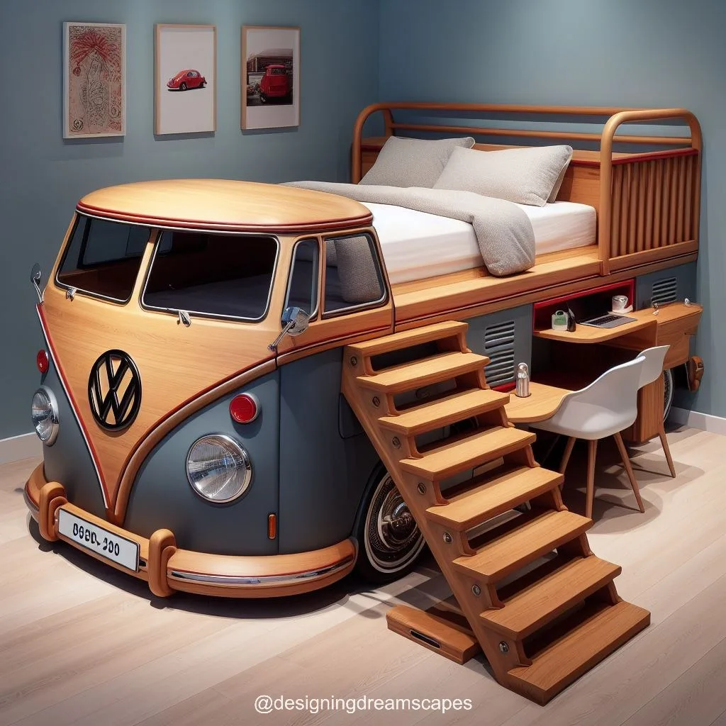 Drive into Creativity: Volkswagen Bunk Bed with Study Desk Fuels Imagination