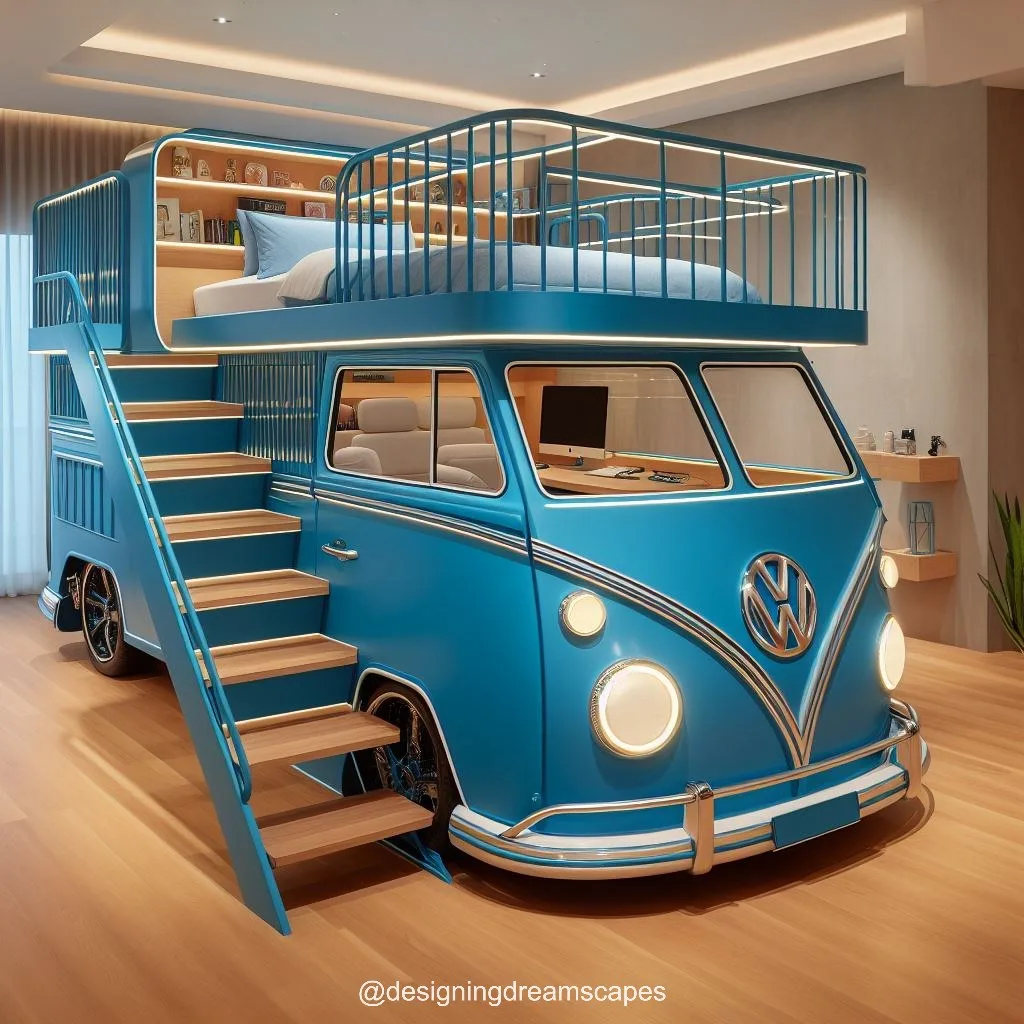 Drive into Creativity: Volkswagen Bunk Bed with Study Desk Fuels Imagination