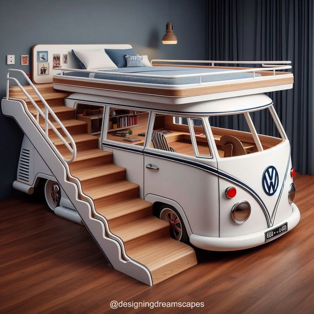 Drive into Creativity: Volkswagen Bunk Bed with Study Desk Fuels Imagination