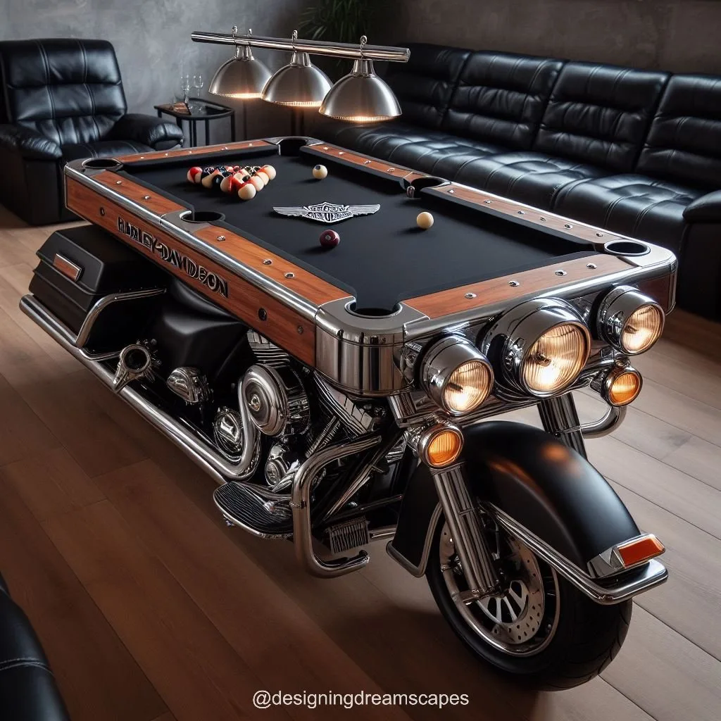 From Chrome to Cloth: A Detailed Look at the Craftsmanship of the Harley Davidson Pool Table