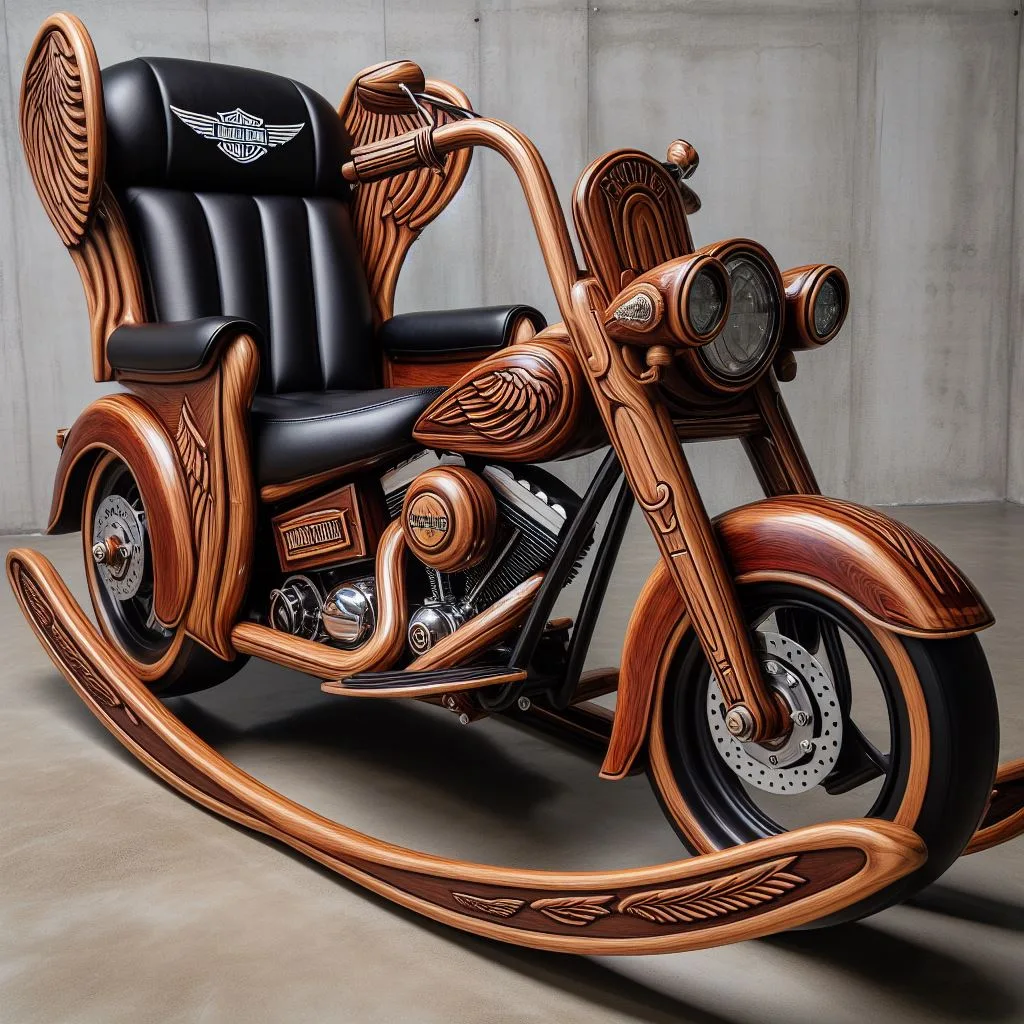 2. Harley-Davidson Winged Bar & Shield Medium Brown Rocking Chair