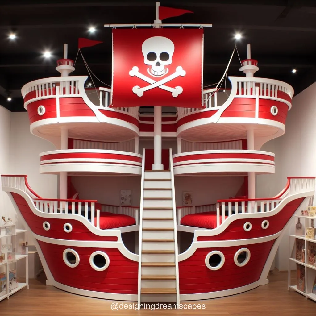 Sail into Dreams: Pirate Ship-Shaped Bunk Bed for Adventurous Kids