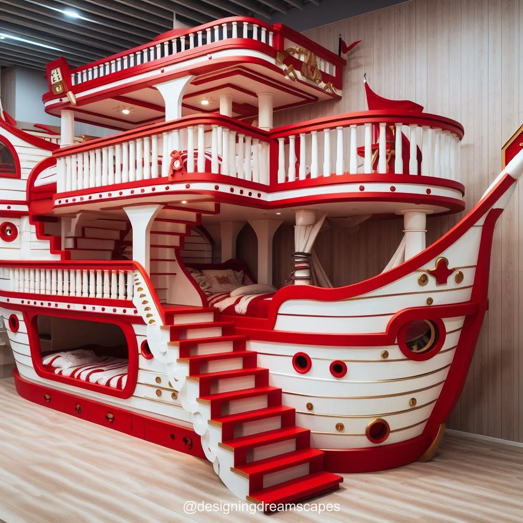 Sail into Dreams: Pirate Ship-Shaped Bunk Bed for Adventurous Kids