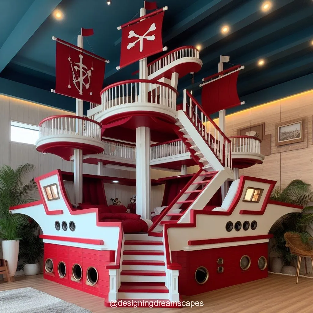 Sail into Dreams: Pirate Ship-Shaped Bunk Bed for Adventurous Kids