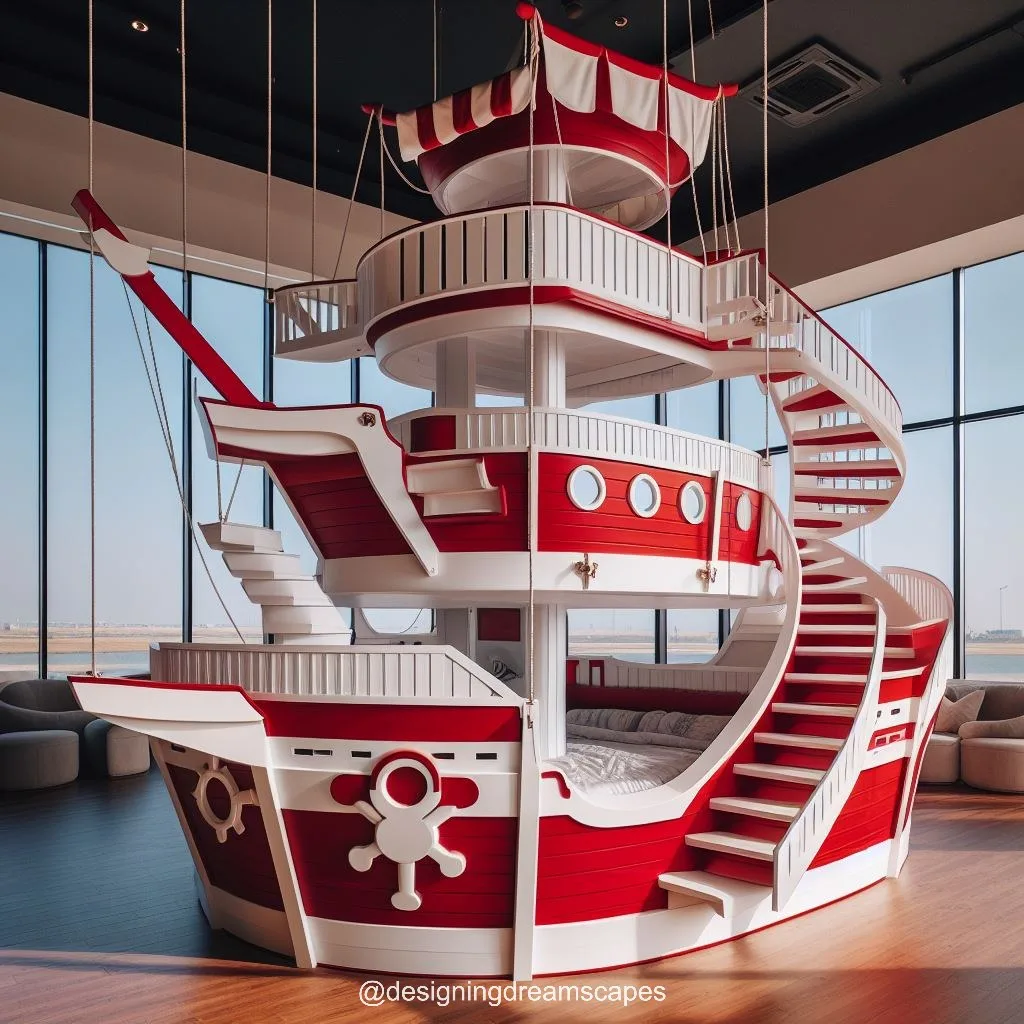 Sail into Dreams: Pirate Ship-Shaped Bunk Bed for Adventurous Kids