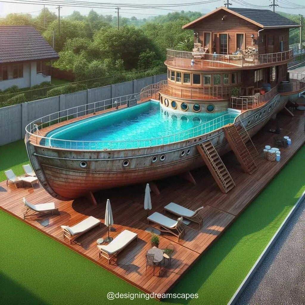 Ship-Shaped Swimming Pool: Nautical Fun in Your Backyard
