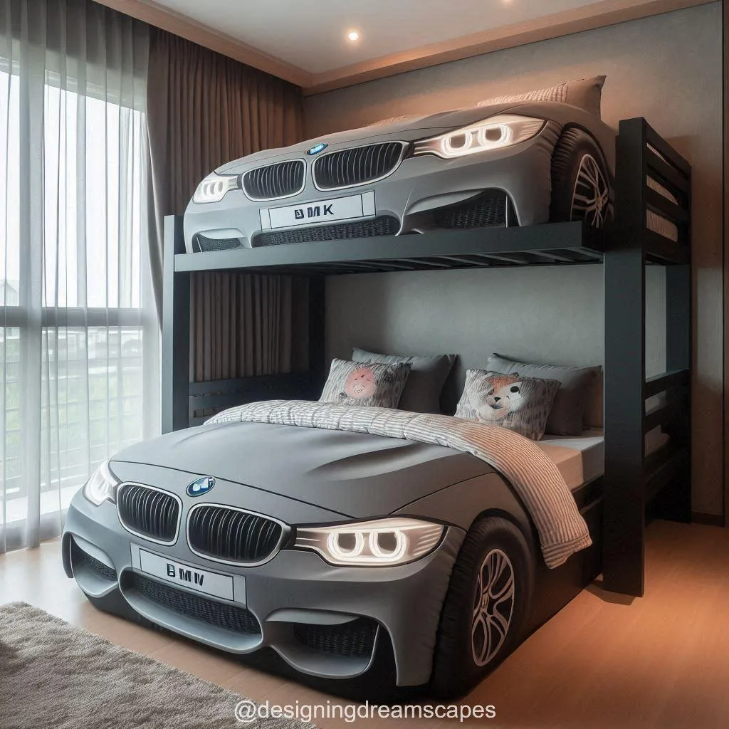 BMW-Shaped Bunk Bed with Feathers: Ultimate Comfort for Car Enthusiasts