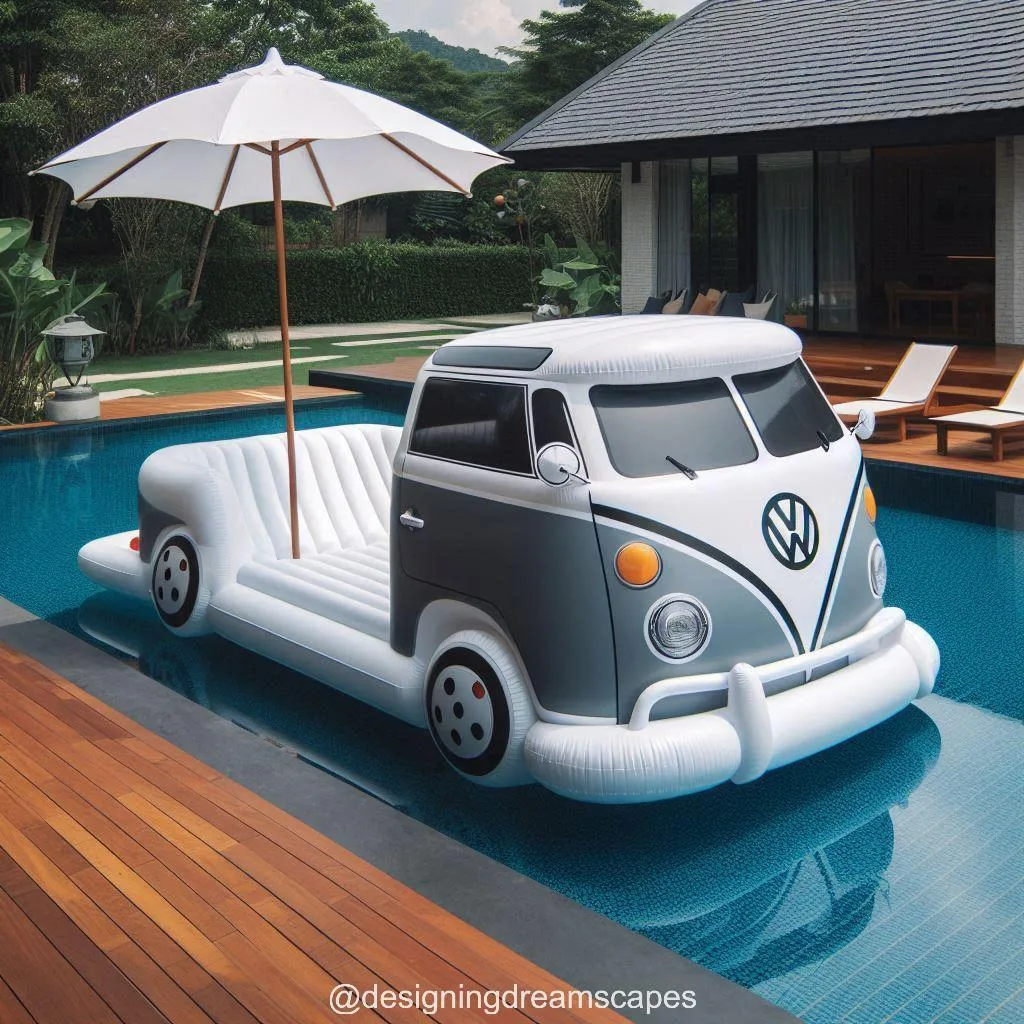 Inflatable Volkswagen-Shaped Pool Lounger: Relax with Retro Vibes