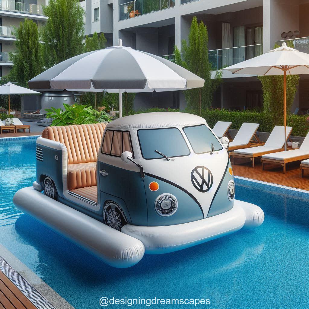 Inflatable Volkswagen-Shaped Pool Lounger: Relax with Retro Vibes