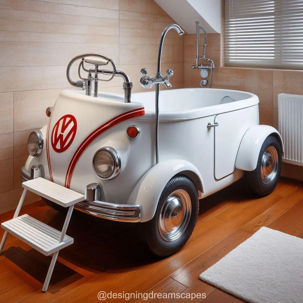 Three-Wheeled Volkswagen Motorcycle-Shaped Bathtub: A Fun Twist on Luxury Baths