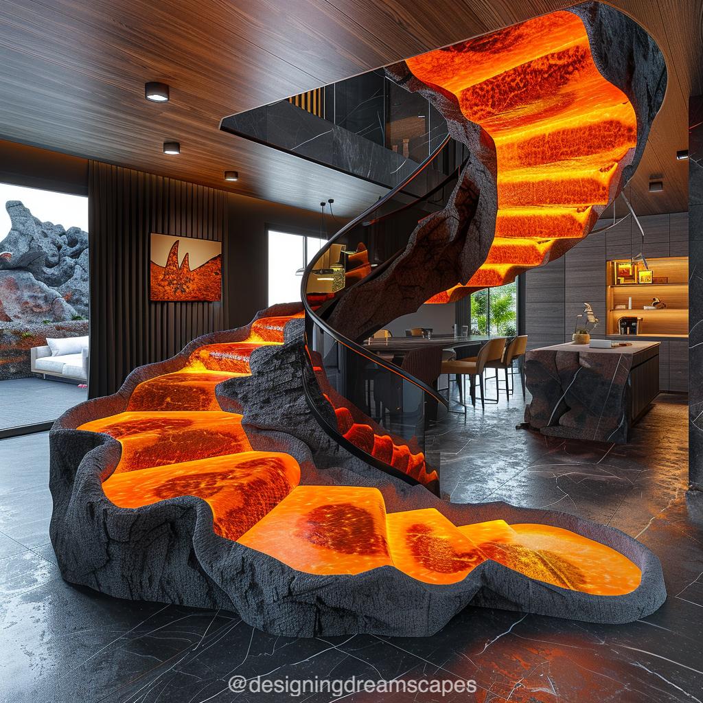 Lava-Inspired Staircases: A Fiery Path to Modern Luxury