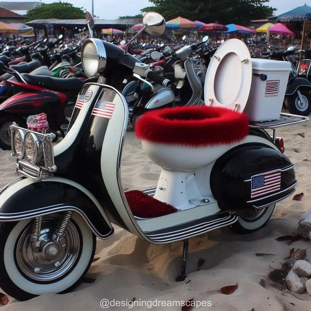 The Design and Functionality of Vespa Scooters with Toilets on the Seat