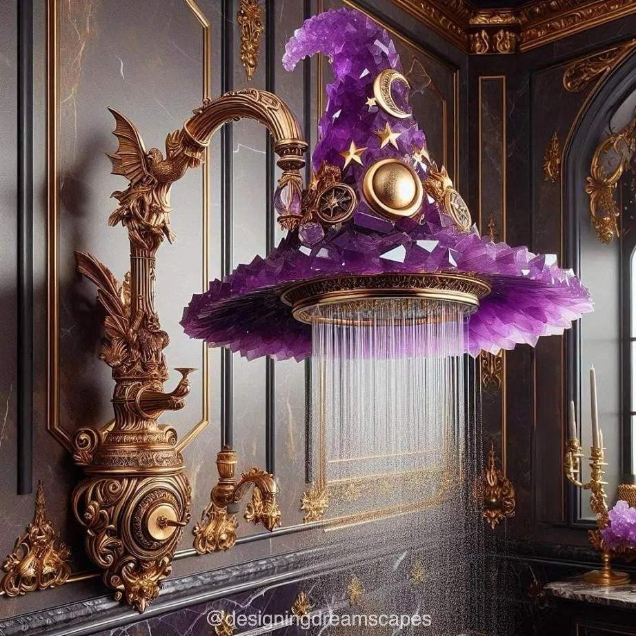 Amethyst Crystal Witch Hat Shower – A Magical Fusion of Gemstone and Luxury