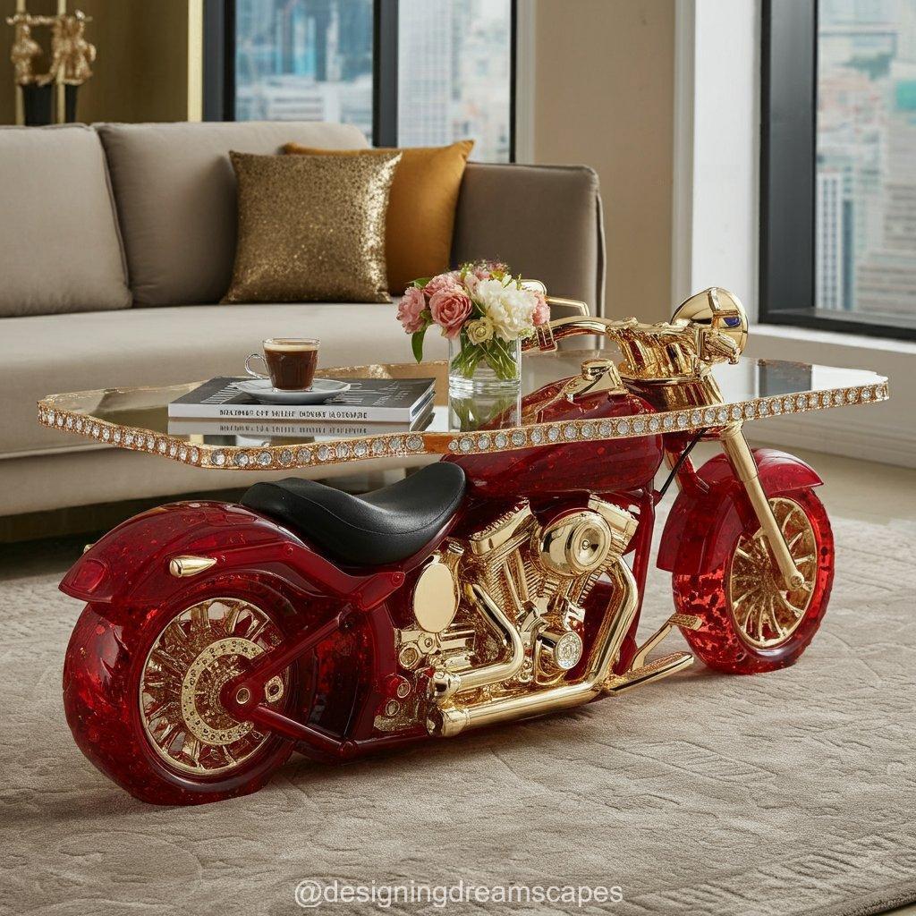 Motorcycle Epoxy Coffee Table: The Ultimate Blend of Art and Functionality