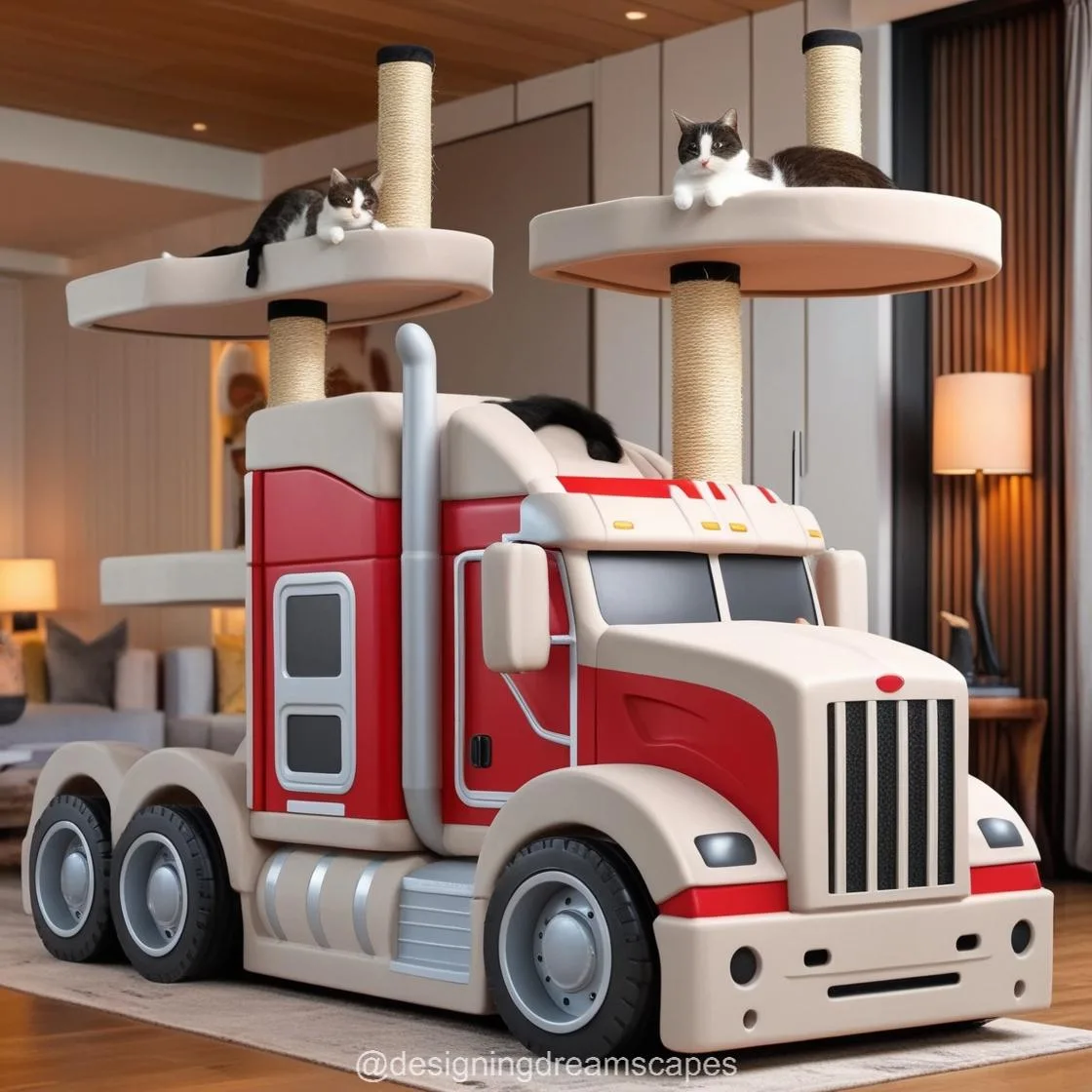 Giant Semi-Truck Shaped Cat Towers: A Playground for Your Feline Friends with a Creative Twist