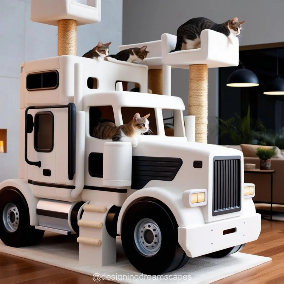 Unpacking the Giant Semi-Truck Shaped Cat Tower in Detail