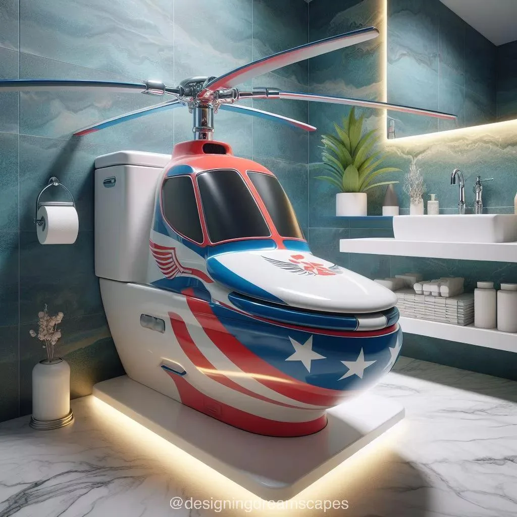 Elevating Bathroom Design with a Helicopter-Shaped Toilet