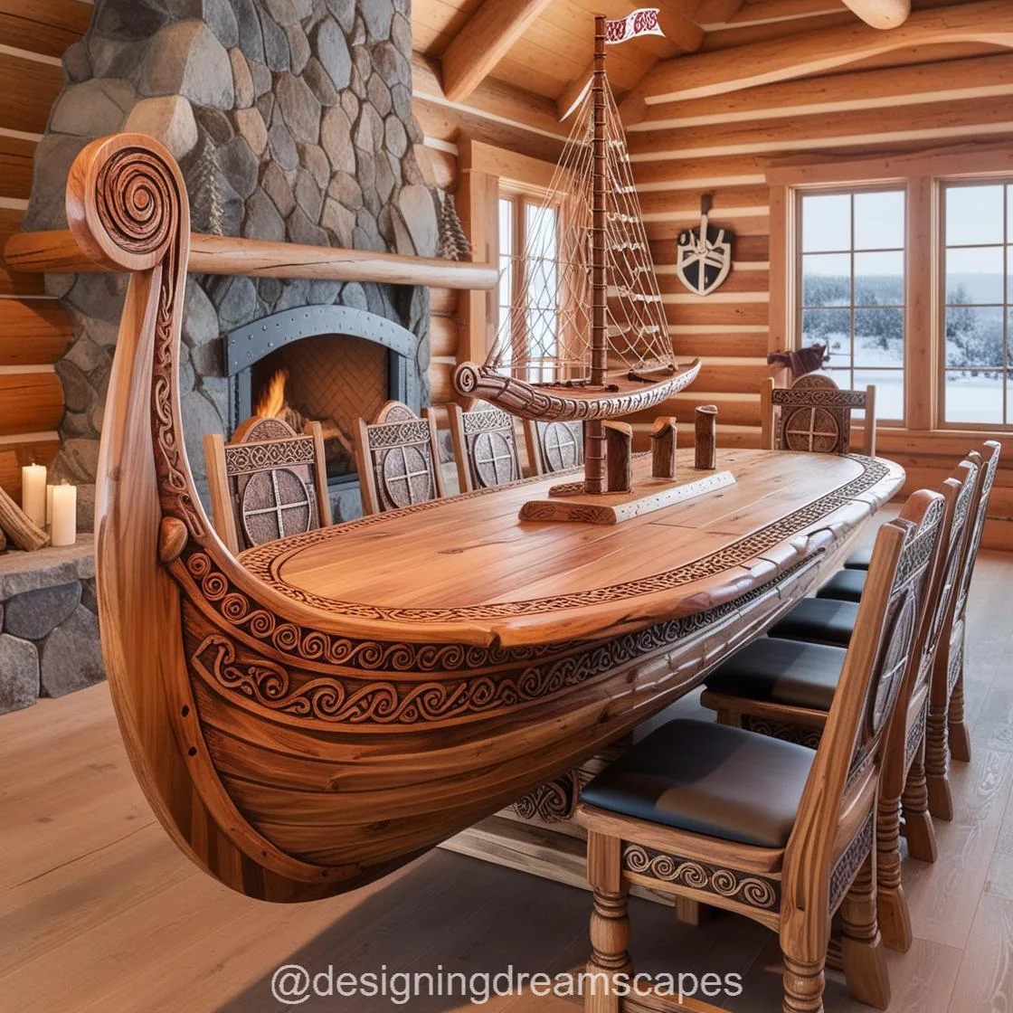 Dine Like a Warrior: The Timeless Charm of Viking Ship Dining Tables