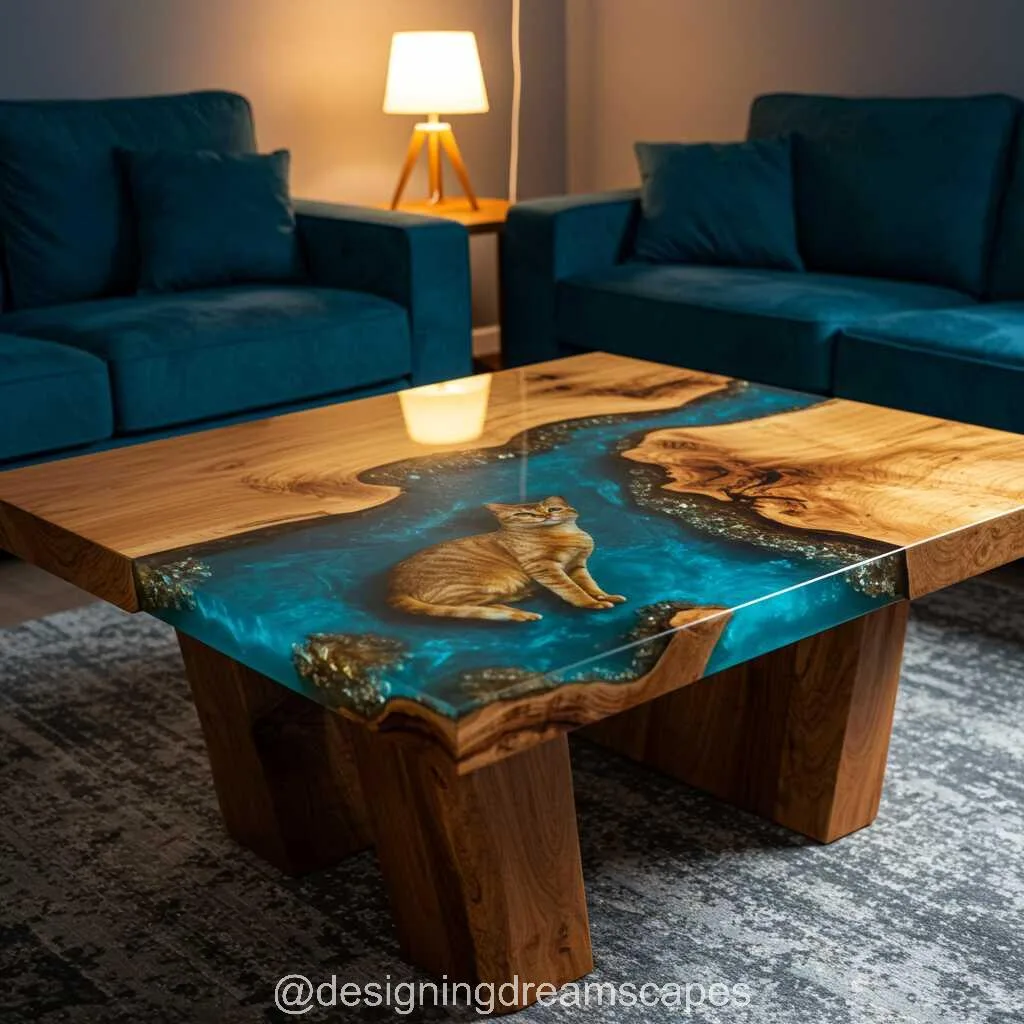 Transform Your Living Space with Stunning Cat-Themed Epoxy Resin Tables