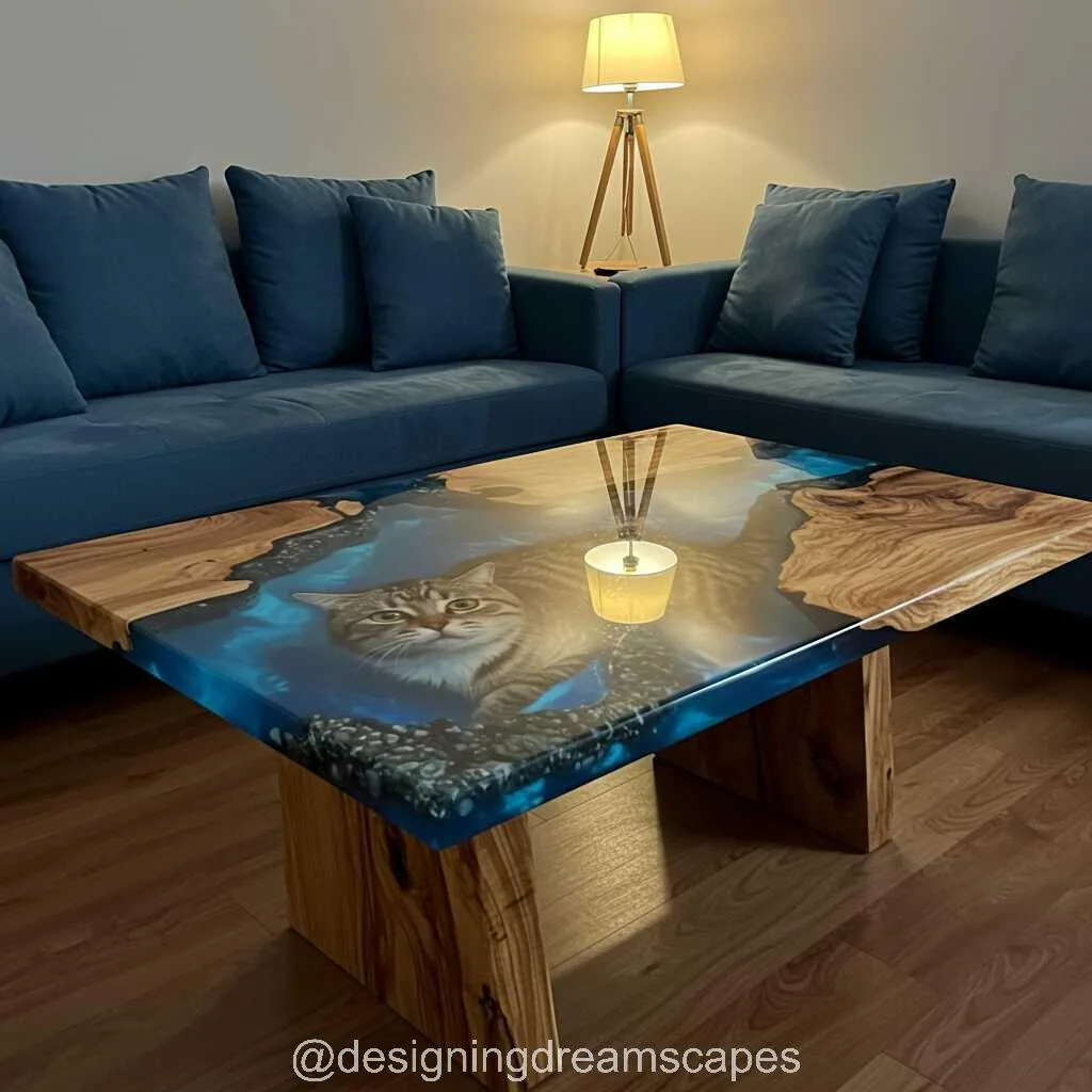 Transform Your Living Space with Stunning Cat-Themed Epoxy Resin Tables