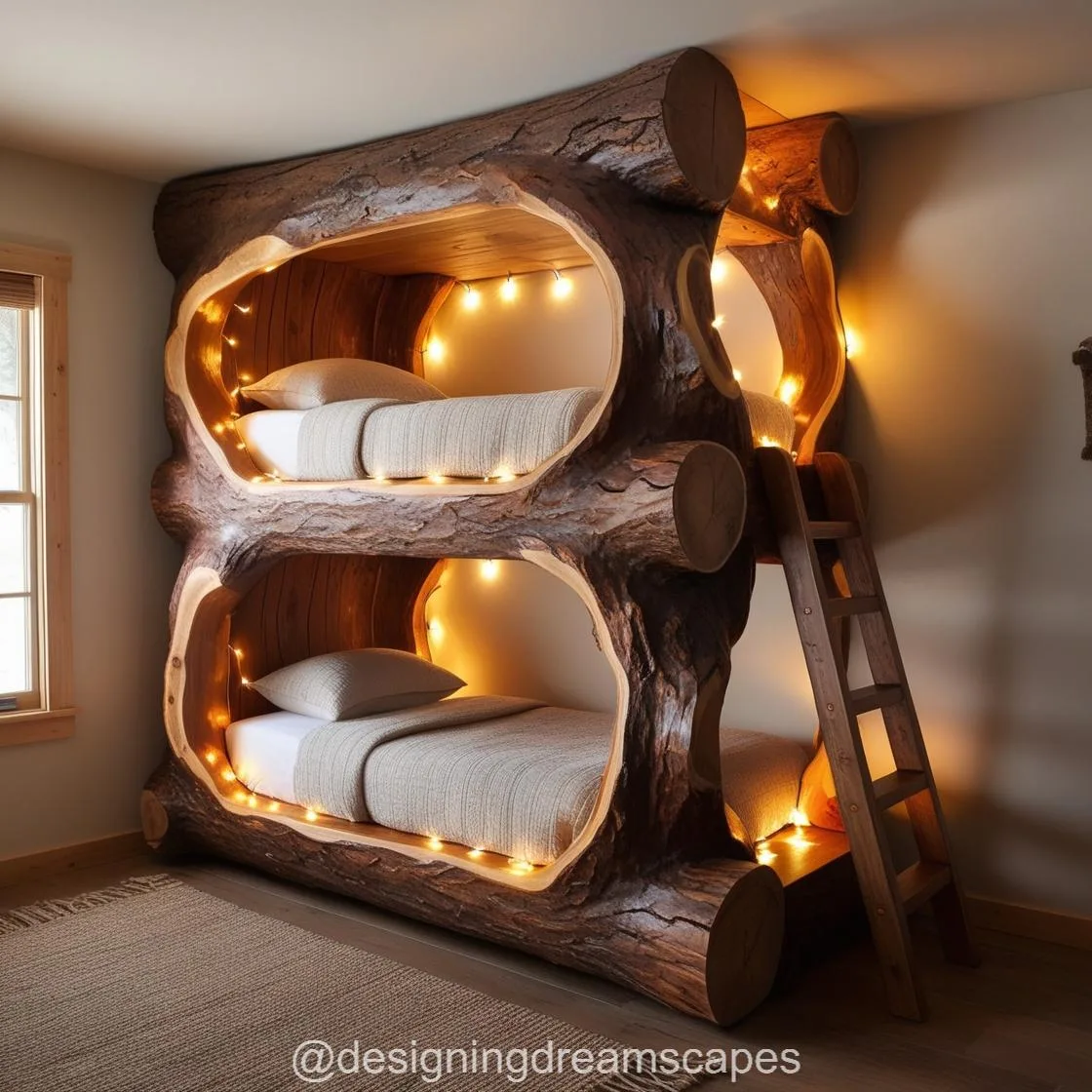 Giant Hollowed Log Bunk Beds: Rustic Charm Meets Functional Design