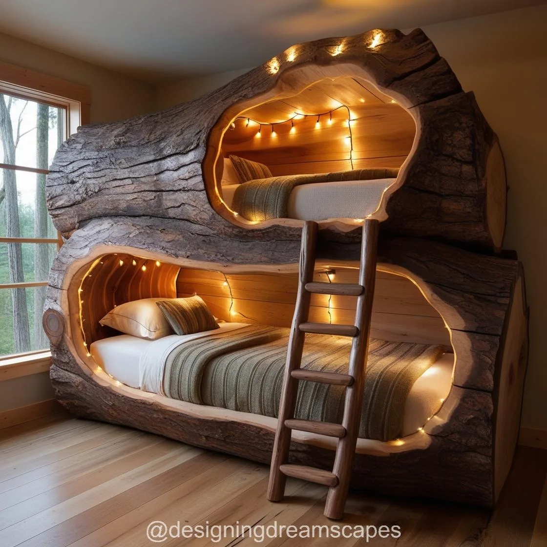 Giant Hollowed Log Bunk Beds: Rustic Charm Meets Functional Design