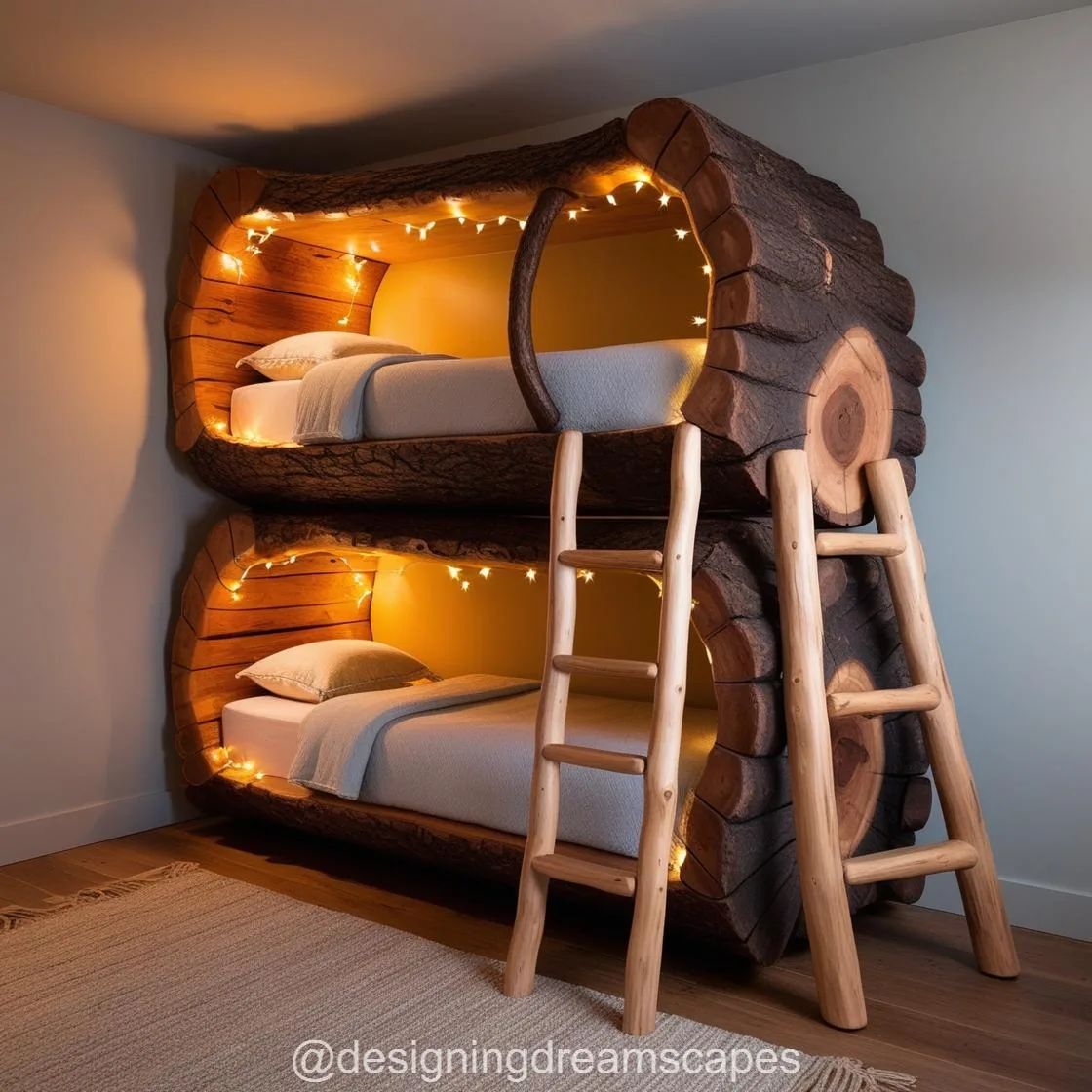 Giant Hollowed Log Bunk Beds: Rustic Charm Meets Functional Design