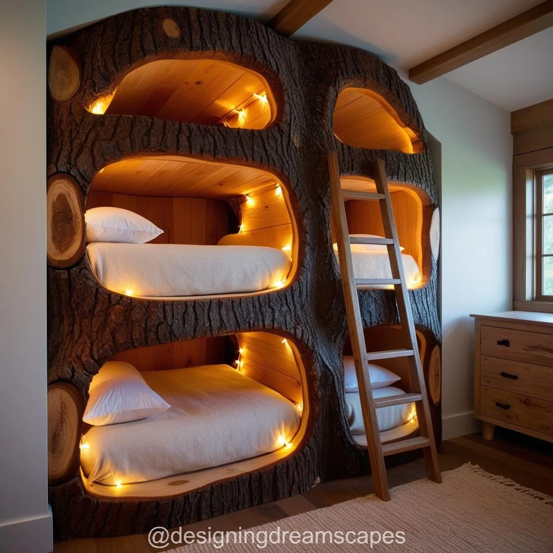 Giant Hollowed Log Bunk Beds: Rustic Charm Meets Functional Design