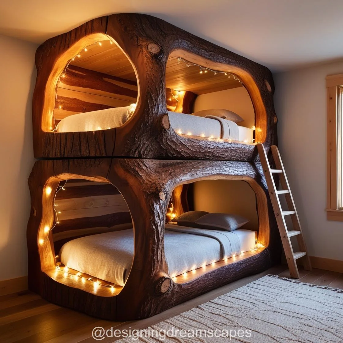 Giant Hollowed Log Bunk Beds: Rustic Charm Meets Functional Design