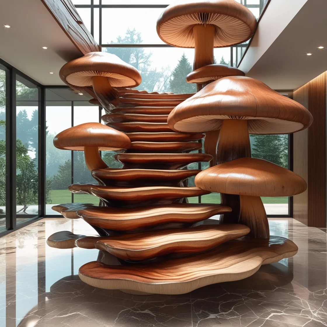 Step into Enchantment with the Unique Mushroom Staircase Design