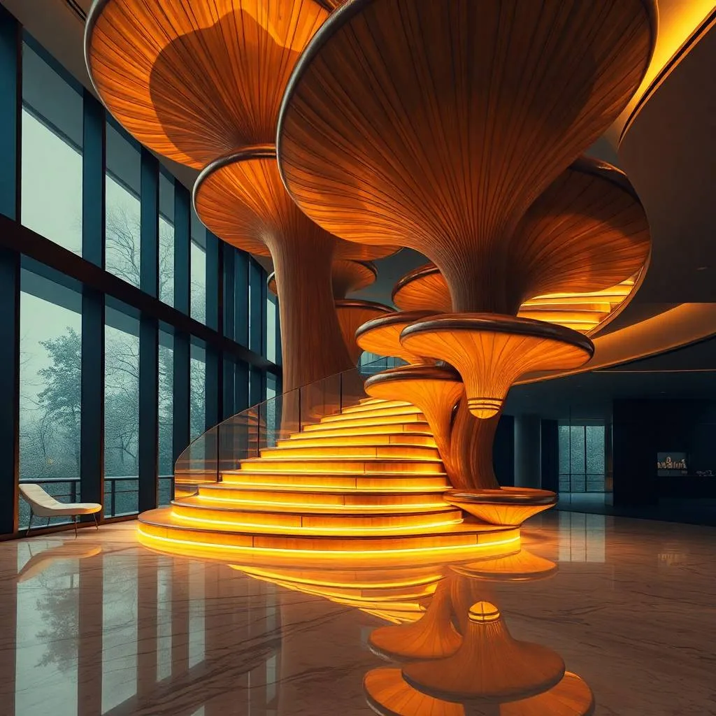 Step into Enchantment with the Unique Mushroom Staircase Design