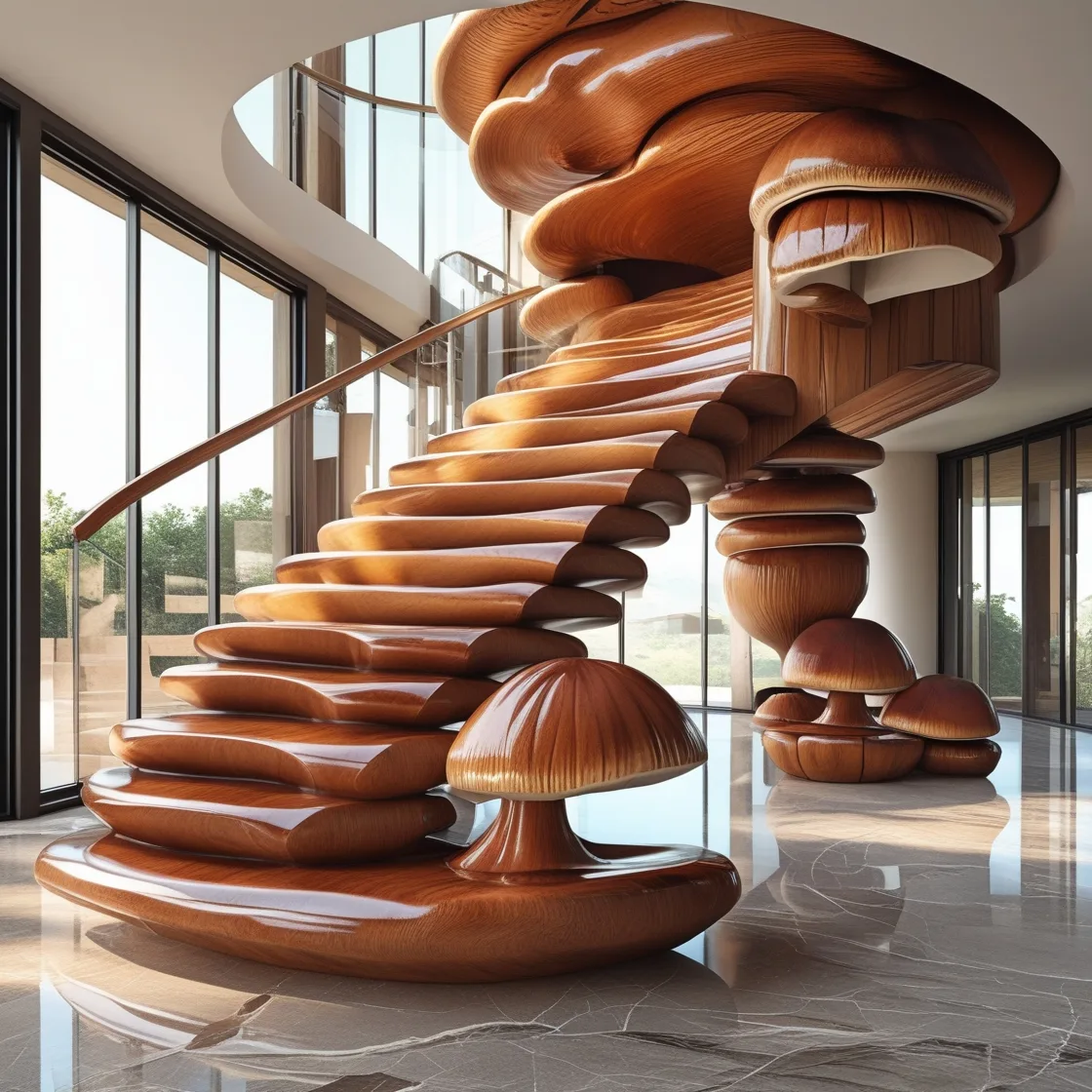 Step into Enchantment with the Unique Mushroom Staircase Design