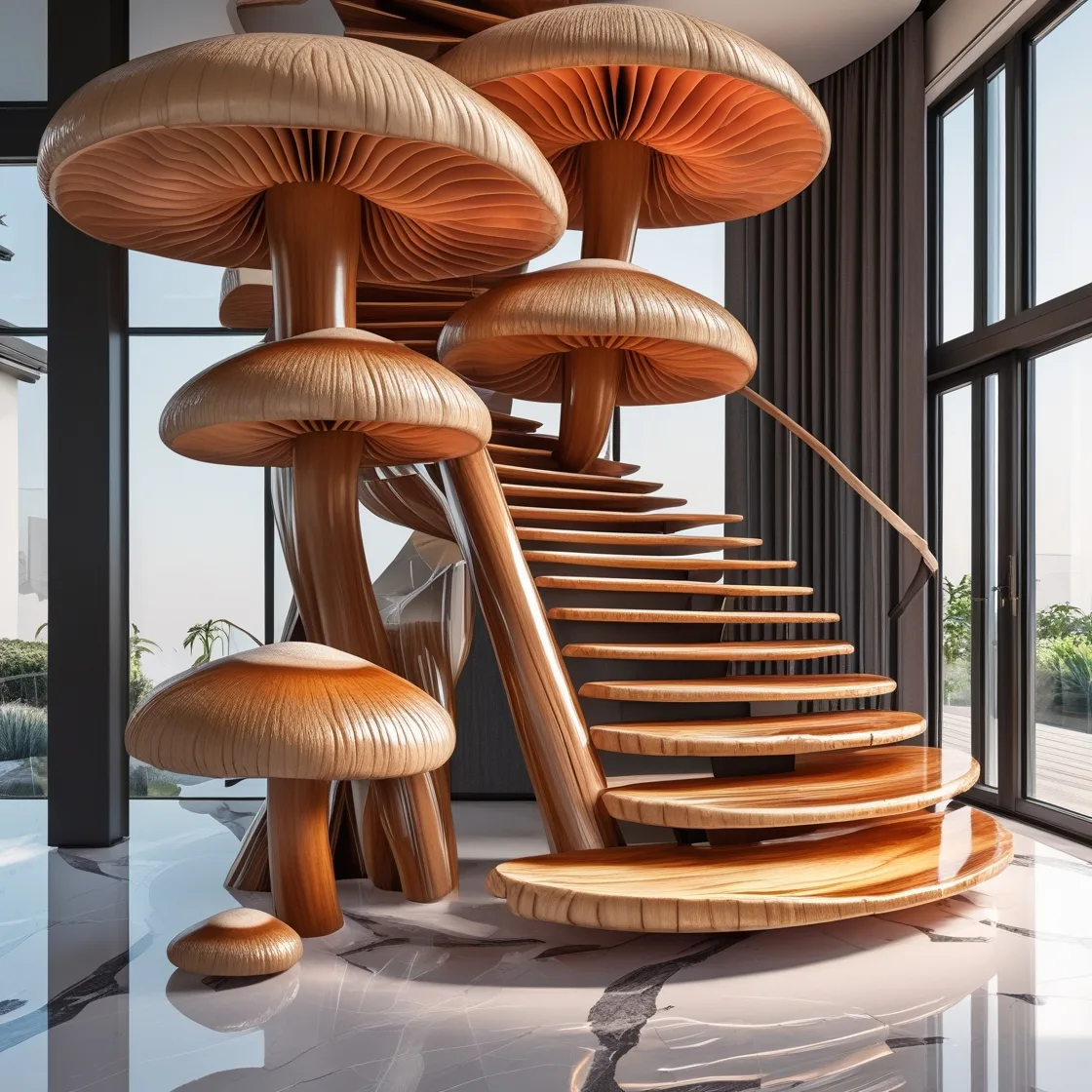 Step into Enchantment with the Unique Mushroom Staircase Design