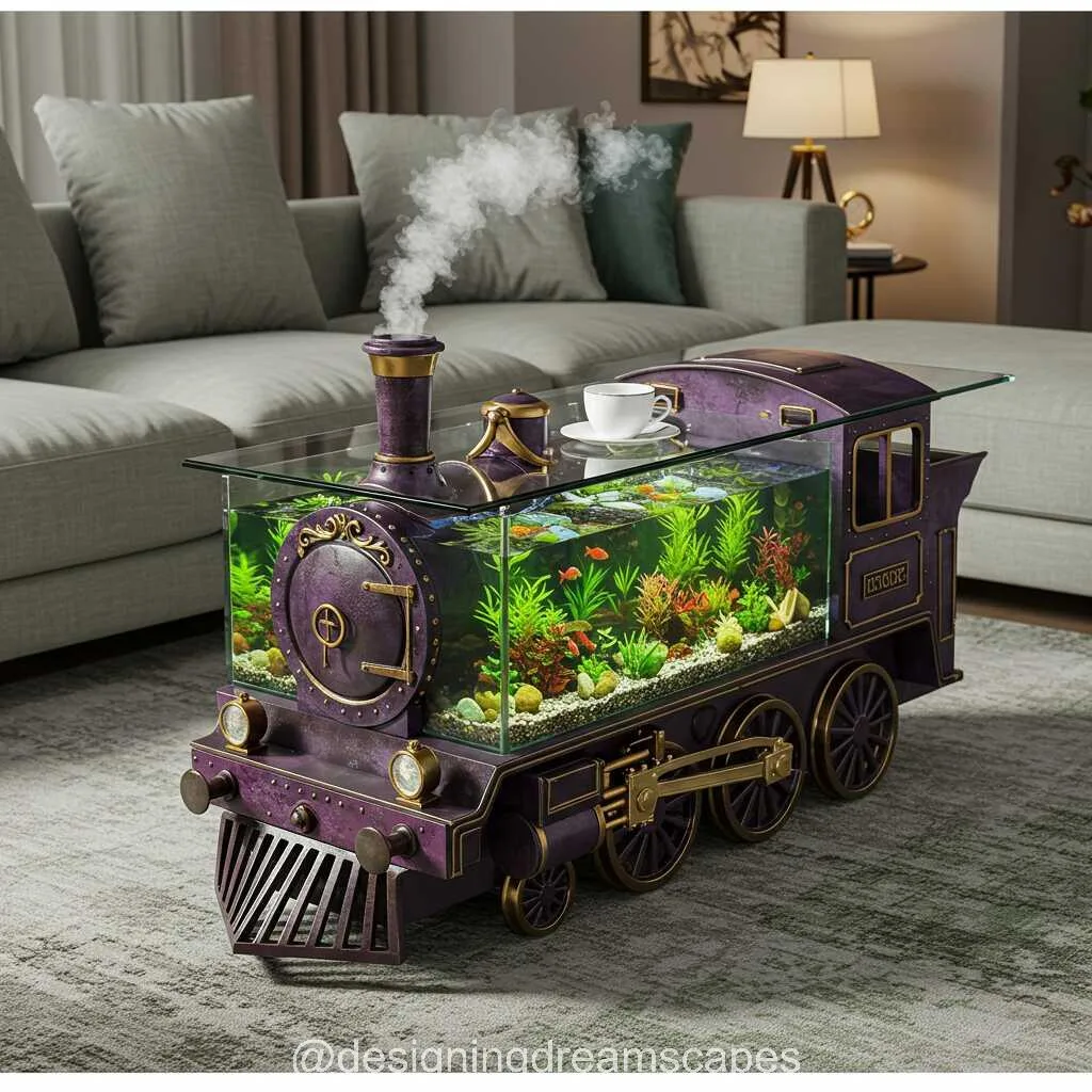 All Aboard for Style: The Stunning Train Shaped Aquarium Coffee Tables